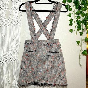 Zara Tweed Mini Skirt with Suspenders